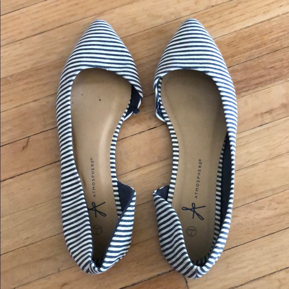Navy and white stripes slip on flats